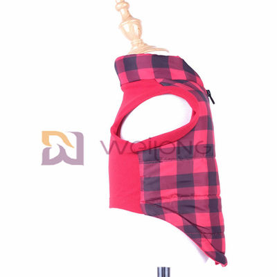 크리스마스 격자 무늬 개 재킷 2*2 RIB 좋은 탄성 오프닝 지퍼가 달린 개 코트