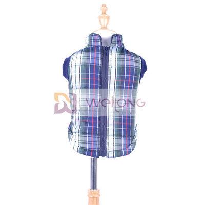 크리스마스 격자 무늬 개 재킷 2*2 RIB 좋은 탄성 오프닝 지퍼가 달린 개 코트